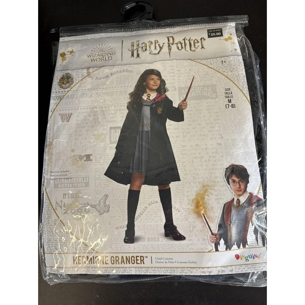 Harry Potter Hermione Granger Costume Girls Medium 7-8 Black Robe Disguise